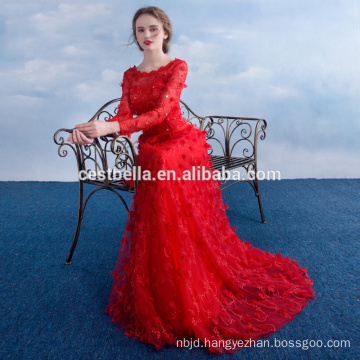 elegant Long Sleeve Red Wedding Dresses Evening Dress Evening Wear Party Wear